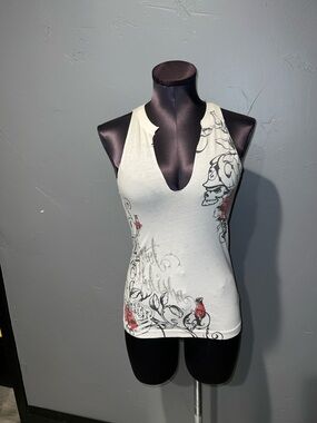 Metal Mulisha White Distressed Vintage Sleeveless Top